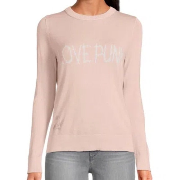 New Zadig & Voltaire Women's Miss Love Punk Crewneck Sweater Small S Pink Cotton - Picture 1 of 14
